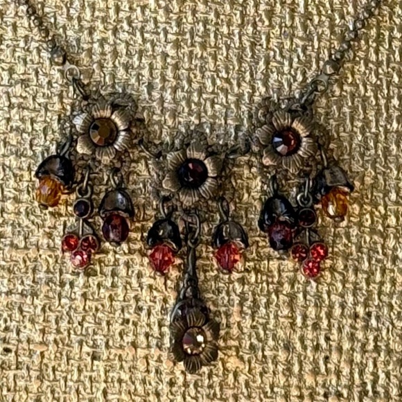 VINTAGE MICHAL NEGRIN Necklace Floral Crystal Rhinestone Feminine Lightweight - Picture 6 of 7